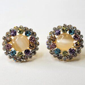 Colorful Crystal Round Earrings